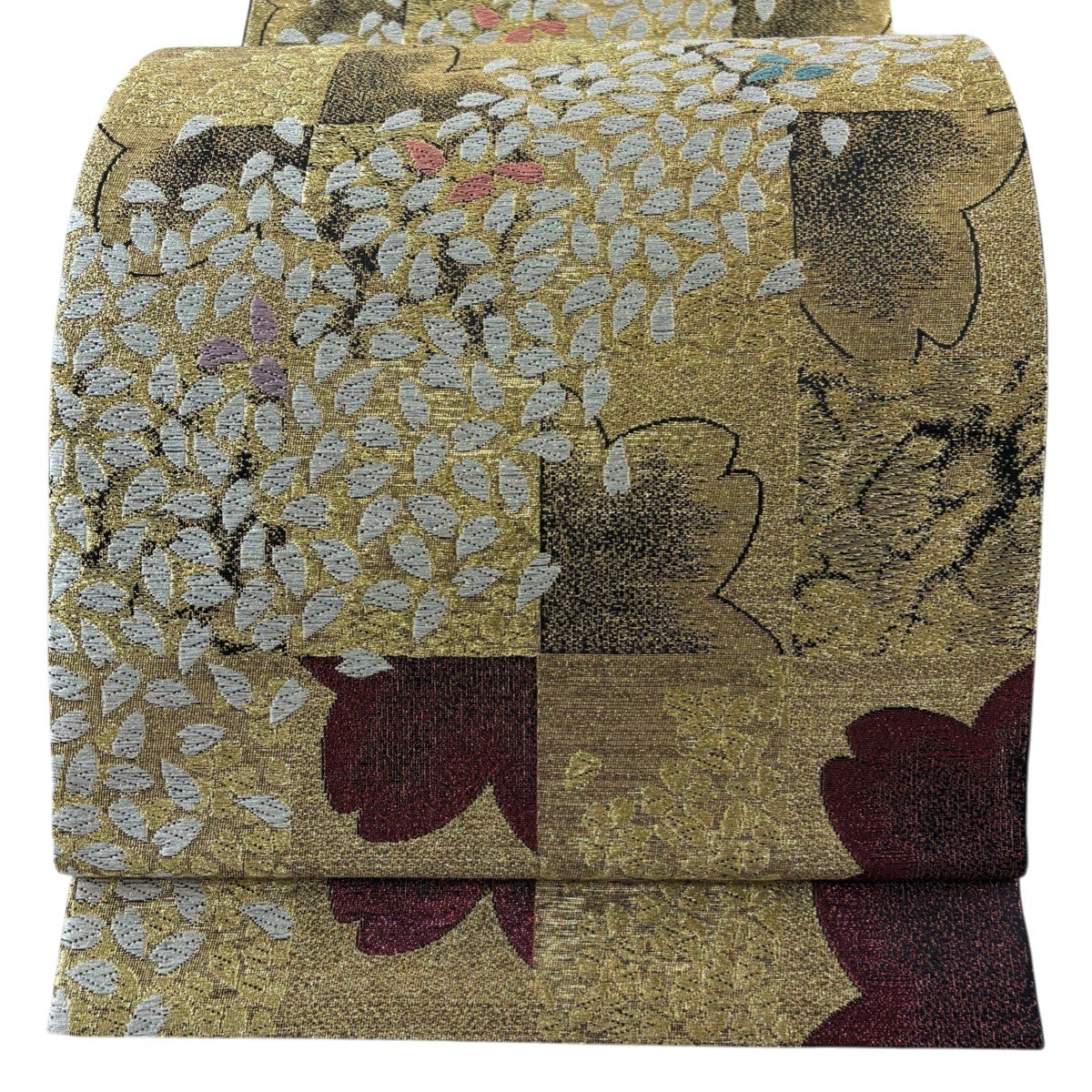 美品】 袋帯 秀品 桜 花びら 金銀糸 箔 金色 六通 正絹｜中古・古着