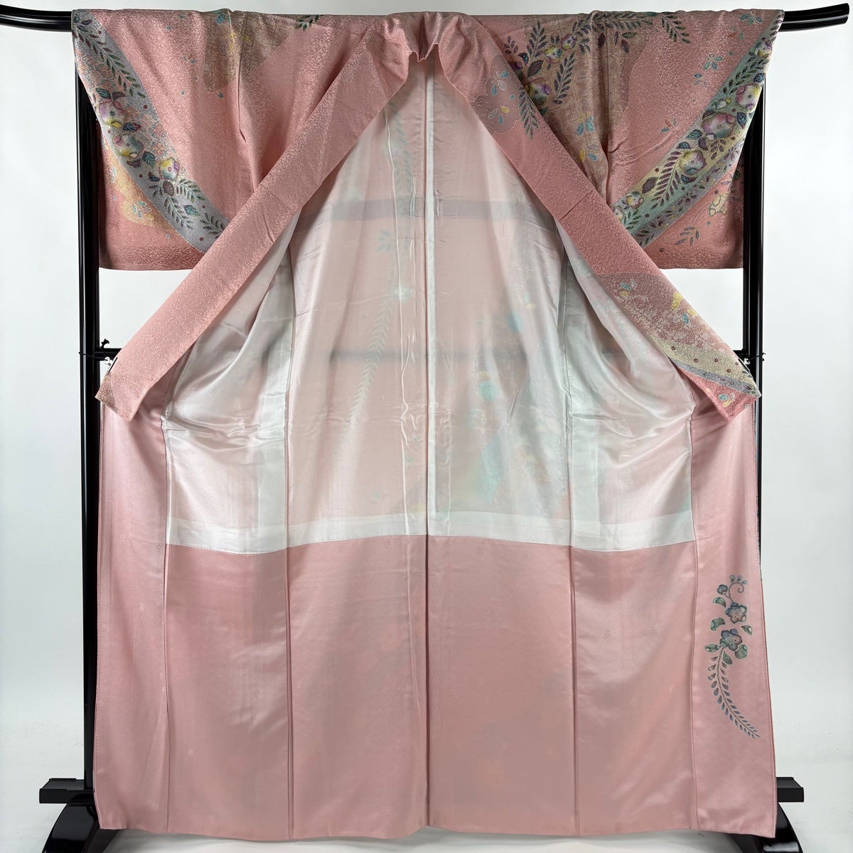 美品】 訪問着 身丈166.5cm 裄丈68.5cm L 袷 辻が花柄 地紋 金彩