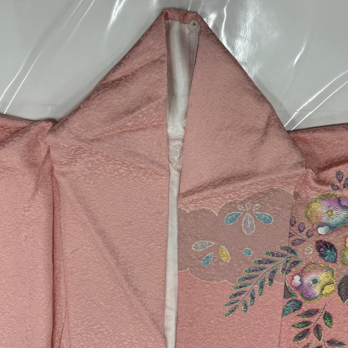 美品】 訪問着 身丈166.5cm 裄丈68.5cm L 袷 辻が花柄 地紋 金彩