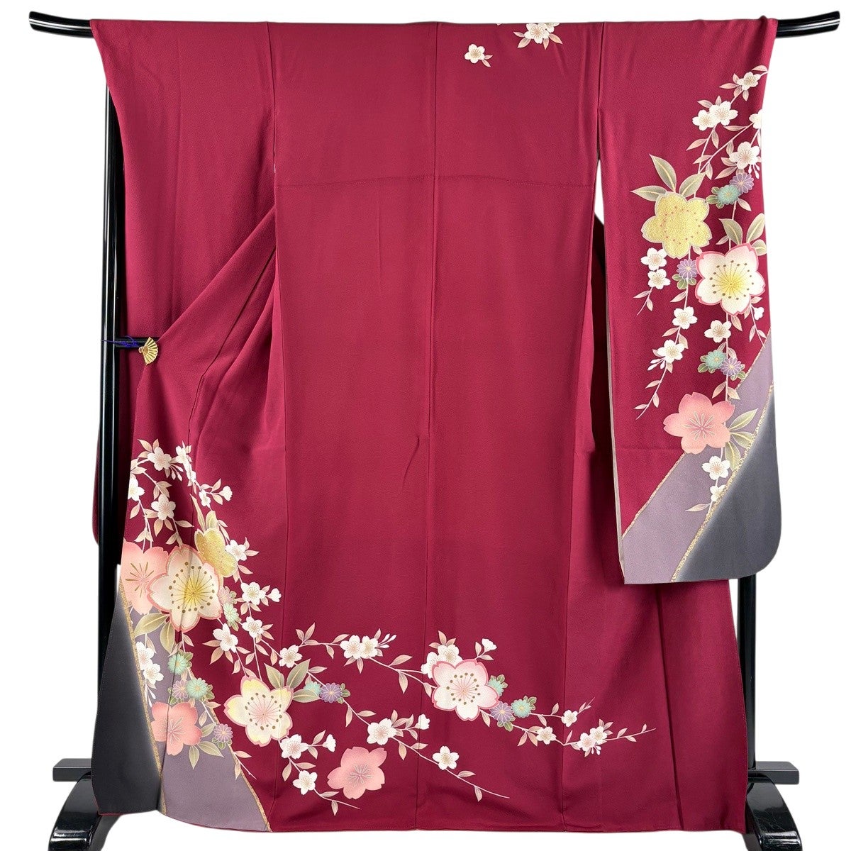振袖 身丈153.5cm 裄丈63cm 正絹 秀品 【中古】 美品】 振袖 身丈153cm 裄丈63.5cm S 袷 御所車 菊 金彩 ぼかし 赤