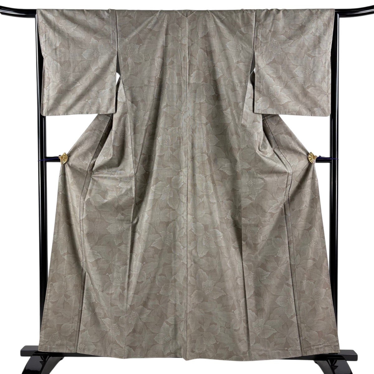 紬 身丈160cm 裄丈63cm S 袷 ぼかし柄 茶緑色 正絹 秀品｜中古・古着