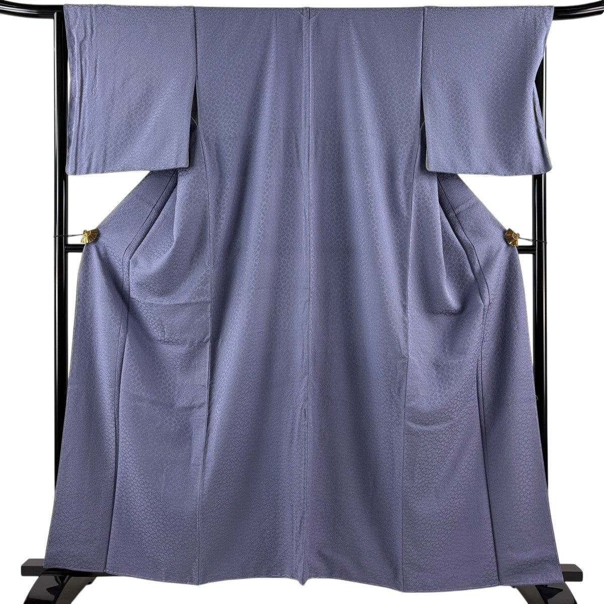 美品】 色無地 身丈160cm 裄丈66cm M 袷 堅牢染 地紋 紫 正絹 秀品