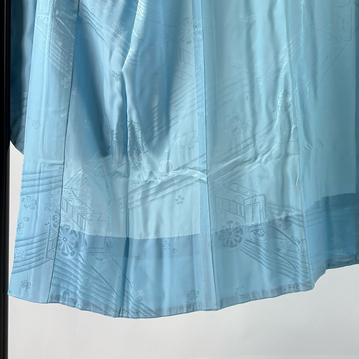 長襦袢 身丈132cm 裄丈67.5cm L 振袖用 地紋 水色 正絹 秀品｜中古