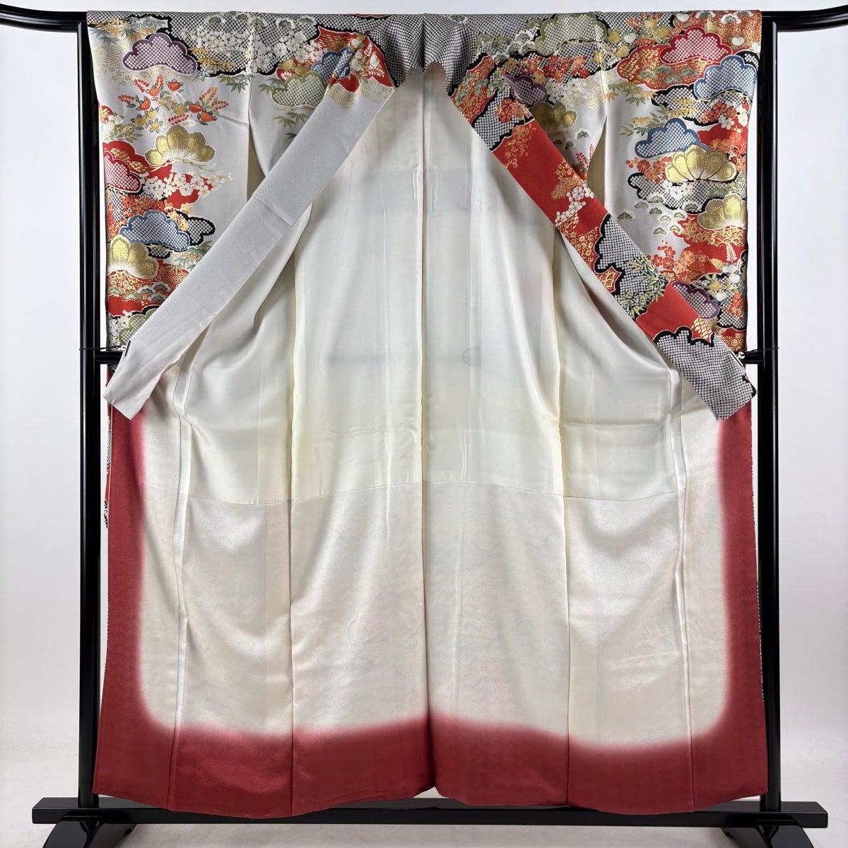 振袖 身丈158.5cm 裄丈63.5cm S 袷 岩田専太郎 落款あり 松竹梅 橘