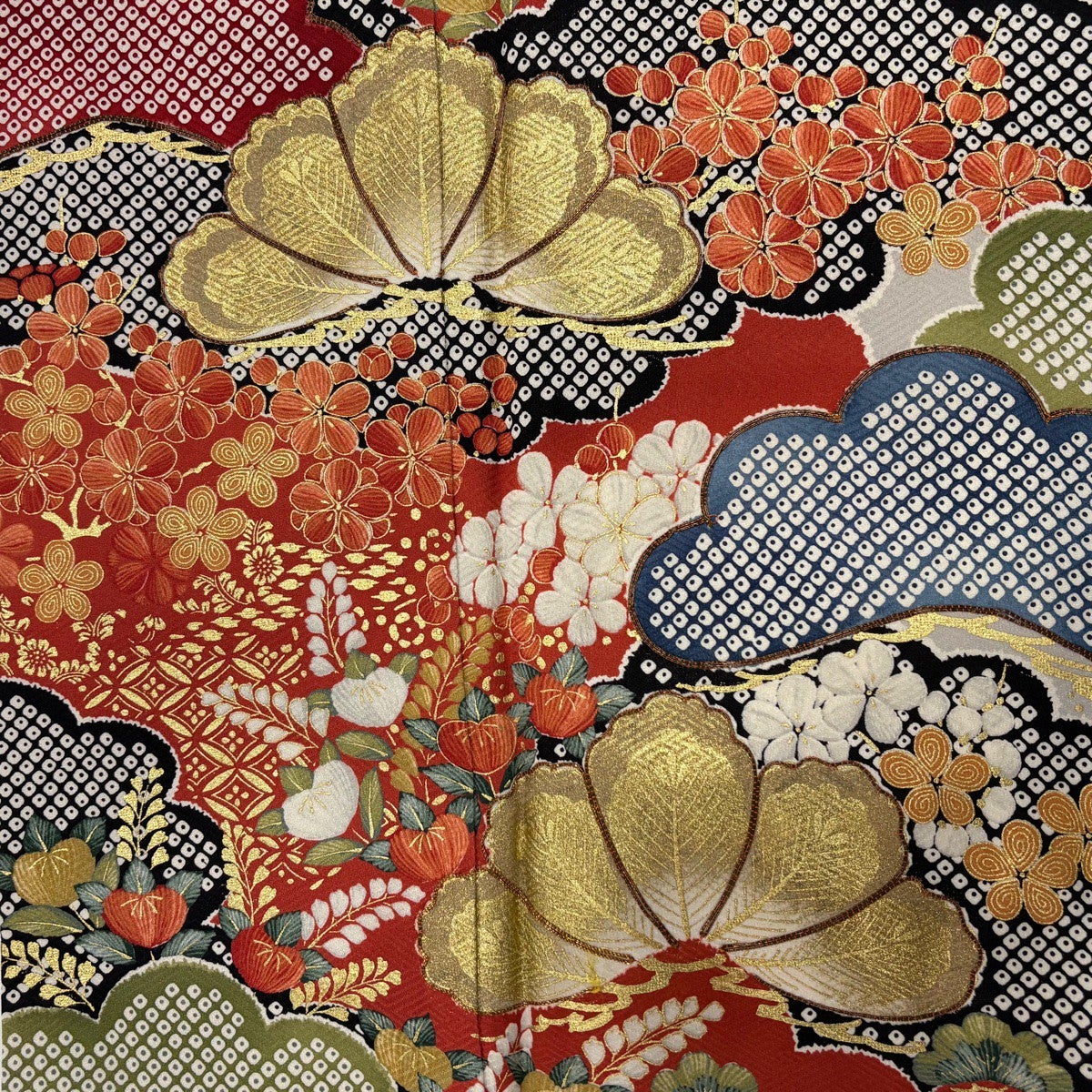 振袖 身丈158.5cm 裄丈63.5cm S 袷 岩田専太郎 落款あり 松竹梅 橘