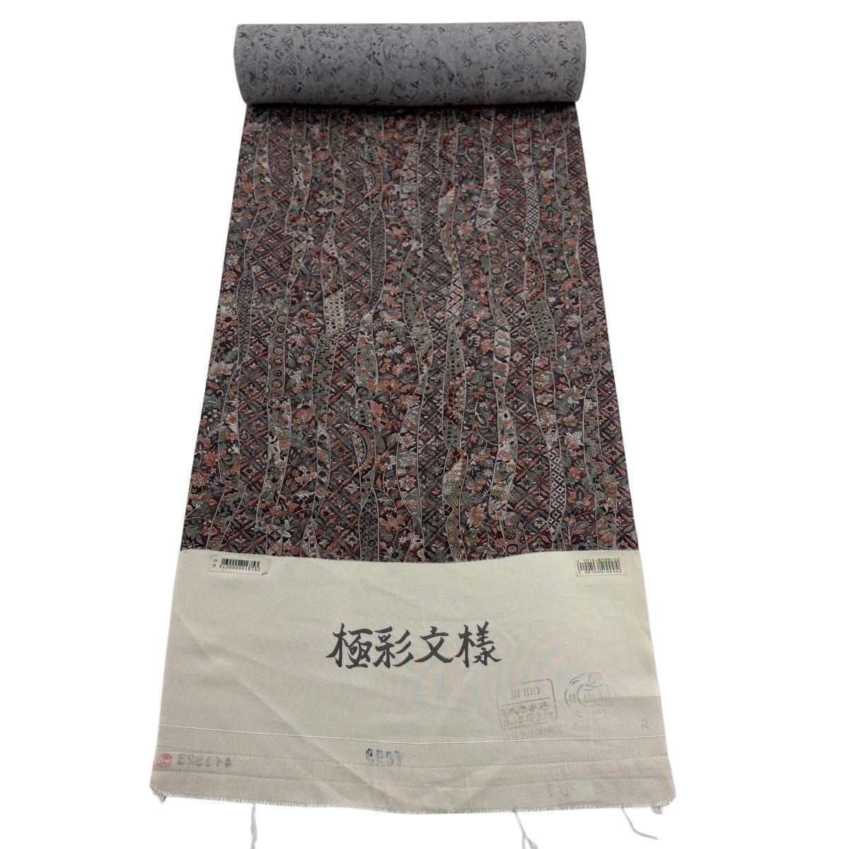 反物 秀品 小紋 草花 蔓帯 紫 正絹｜中古・古着・リサイクル着物通販