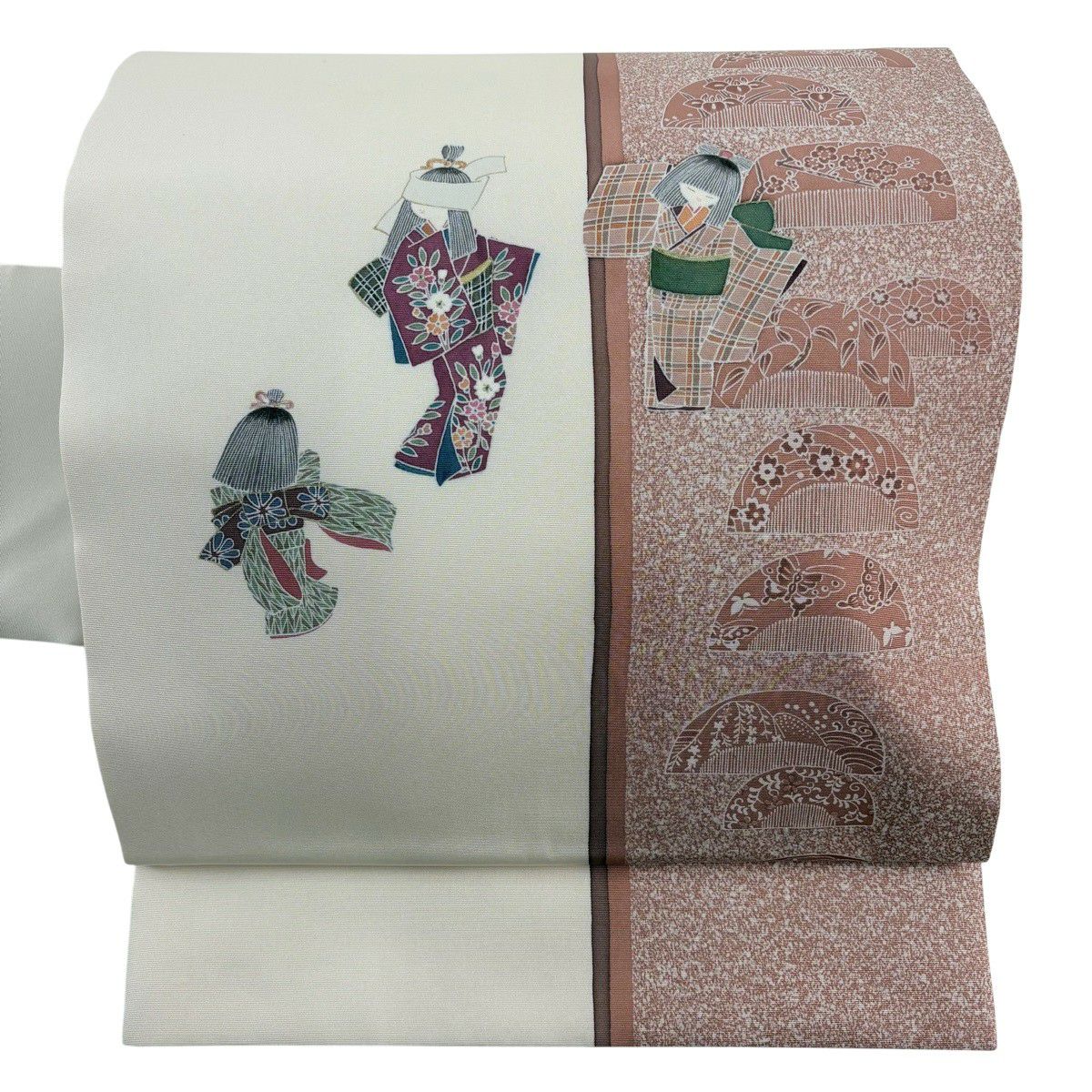 名古屋帯 秀品 落款あり 童 櫛 金彩 クリーム 正絹｜中古・古着