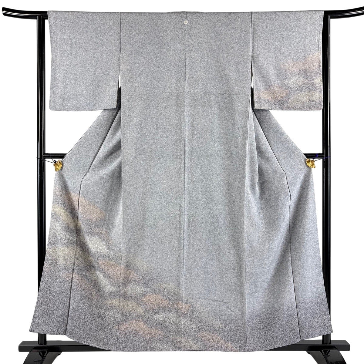美品】 付下げ 身丈157cm 裄丈63cm S 袷 霞 青灰色 正絹 秀品 一