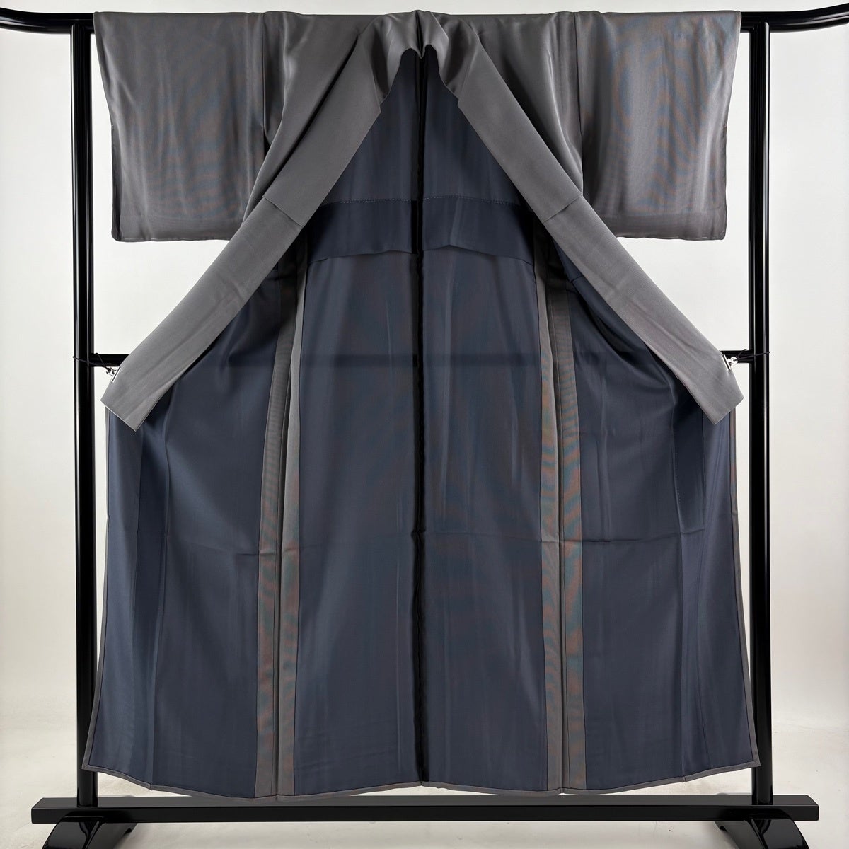 江戸小紋 身丈154cm 裄丈62.5cm S 単衣 万筋 灰色 正絹 秀品｜中古