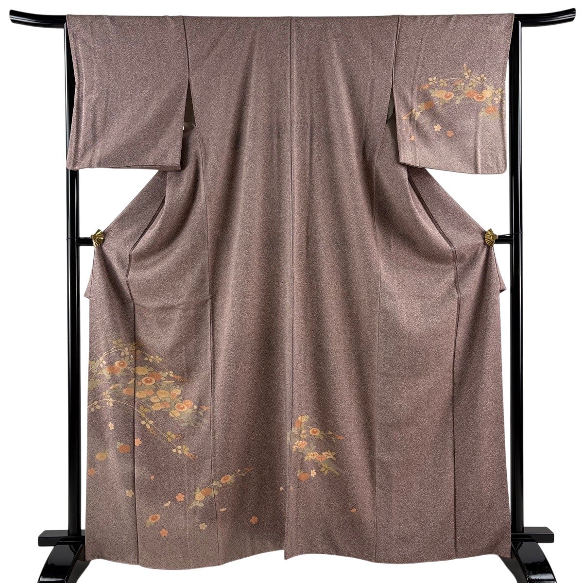 美品】 付下げ 身丈164cm 裄丈66cm M 袷 菊 萩 金彩 ぼかし 小豆色