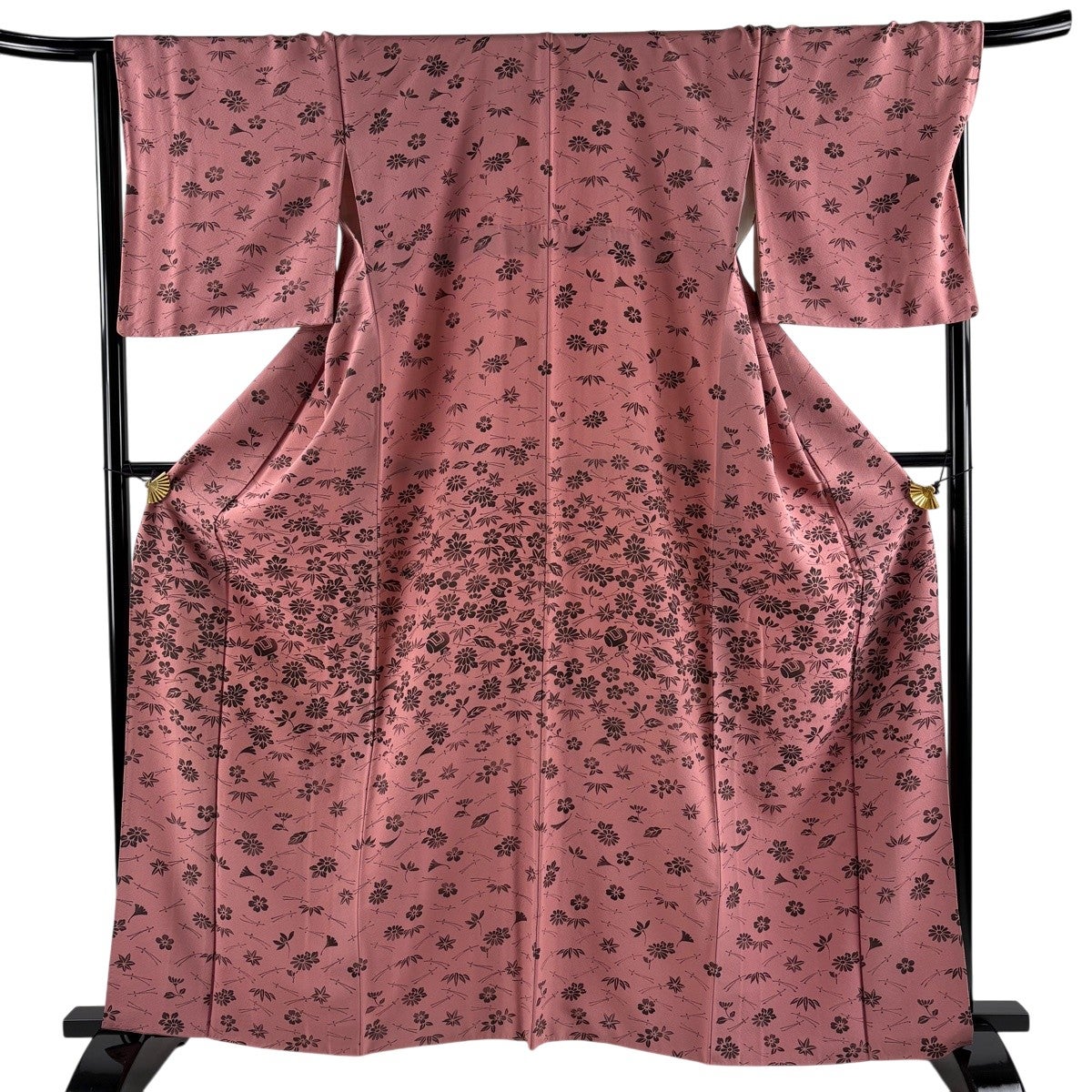 付下げ 身丈163cm 裄丈68cm L 袷 菊 宝尽くし ピンク 正絹 優品｜中古
