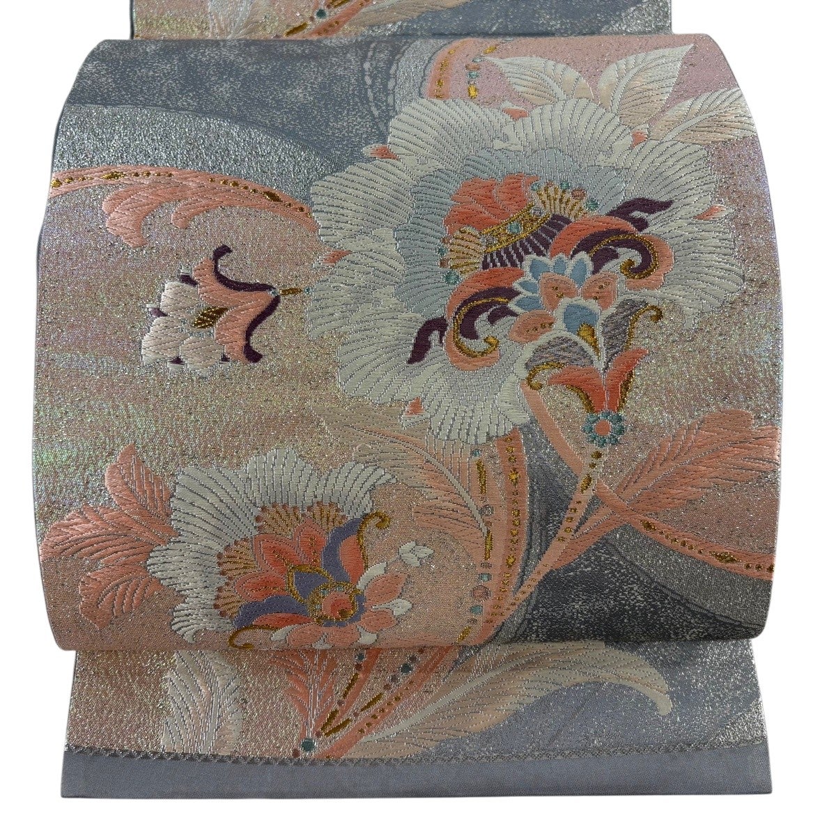 袋帯 秀品 関西仕立て 鴛鴦 草花 唐織 金糸 黒 六通 正絹｜中古・古着