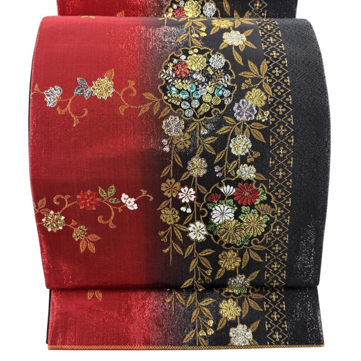 美品】 袋帯 名品 やまと 浮線綾文 箔 山吹茶色 六通 正絹｜中古・古着