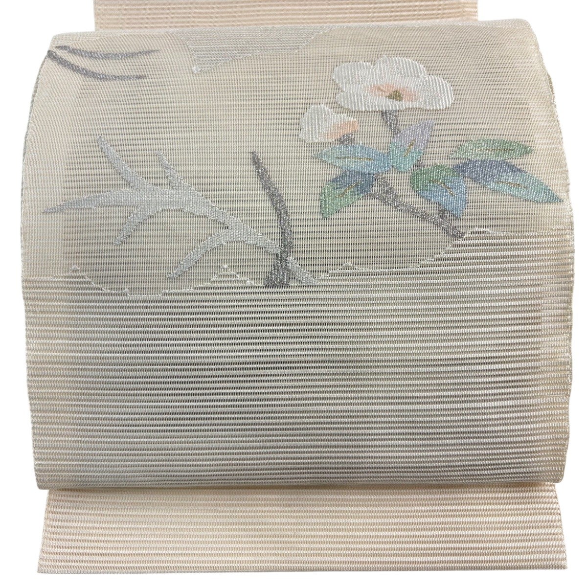 50%OFF 【美品】 名古屋帯 秀品 夏帯 絽 枝花 金銀糸 ベージュ 正絹
