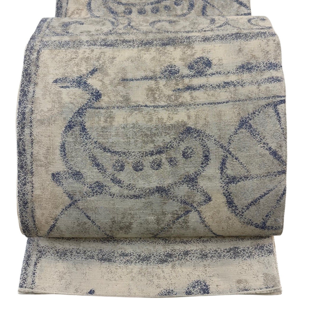 袋帯 秀品 夏帯 絽 幾何学模様 箔 クリーム 六通 正絹｜中古・古着