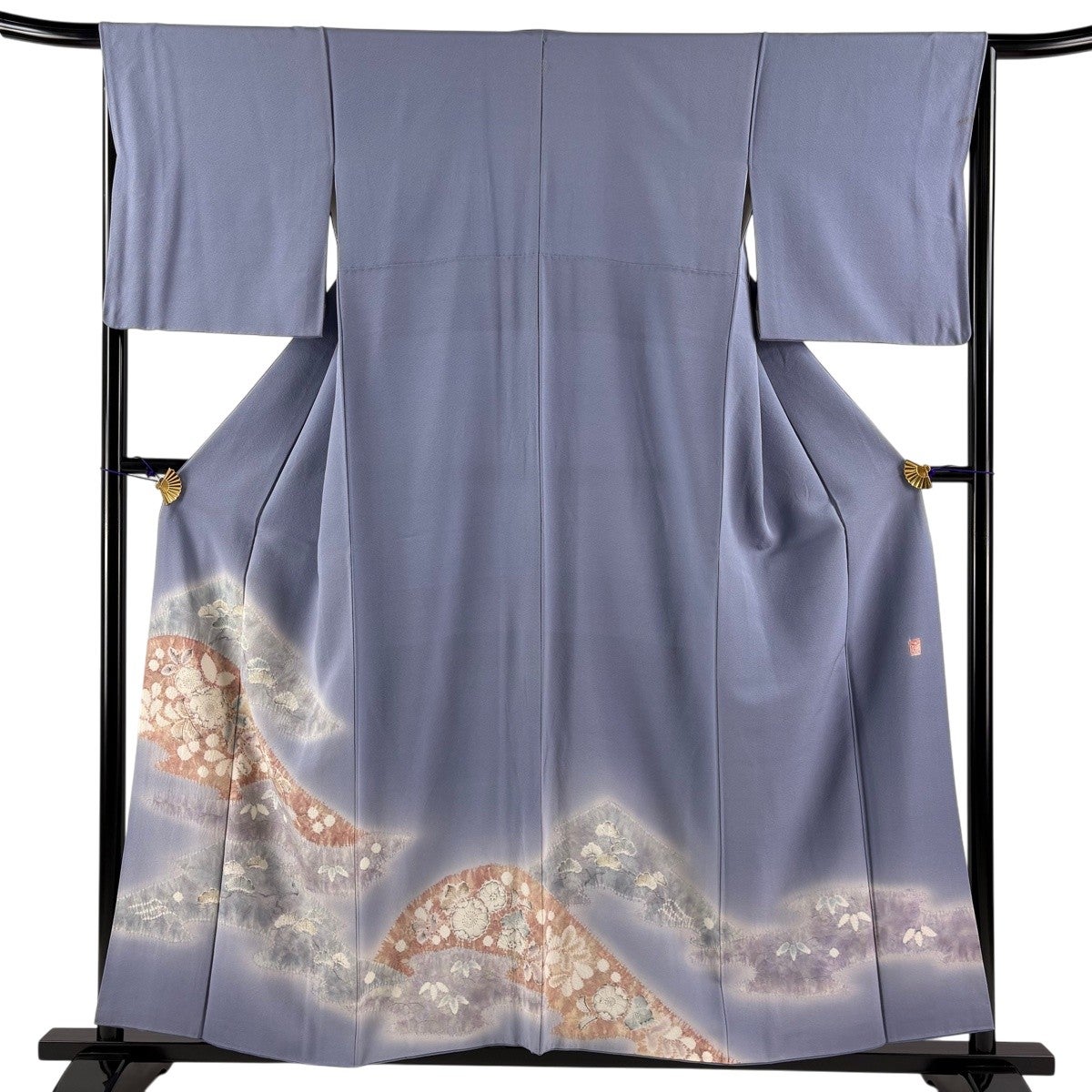 色留袖 身丈155cm 裄丈67cm M 袷 花井幸子 落款あり 笠松 霞 箔 刺繍