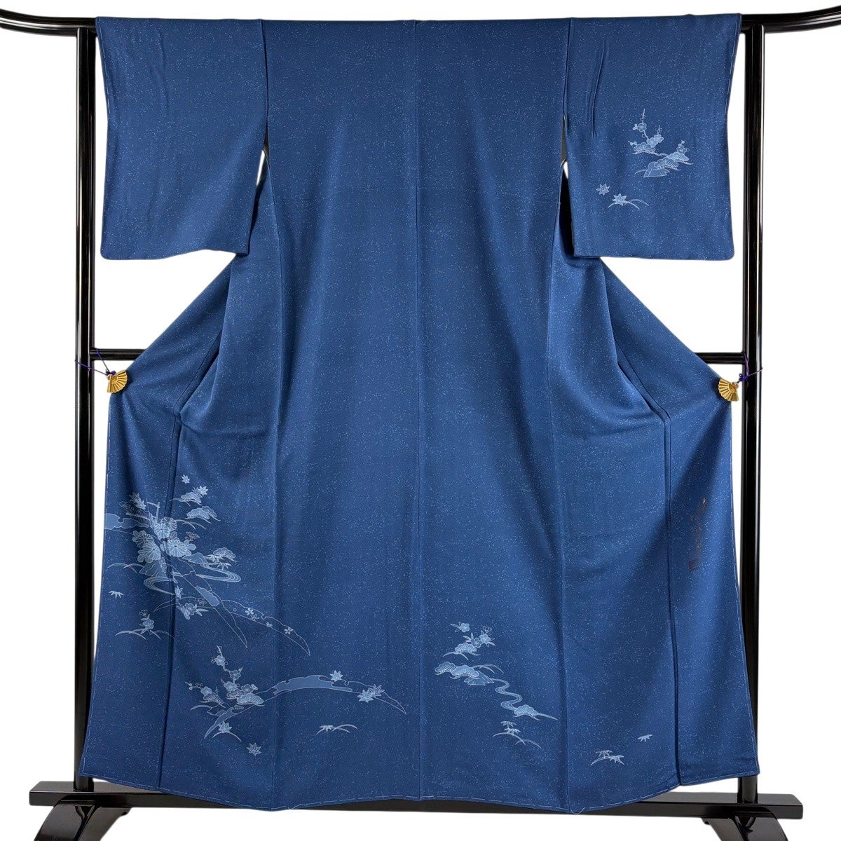 付下げ 身丈157.5cm 裄丈62cm S 袷 落款あり 松竹梅 流水 青 正絹 秀品