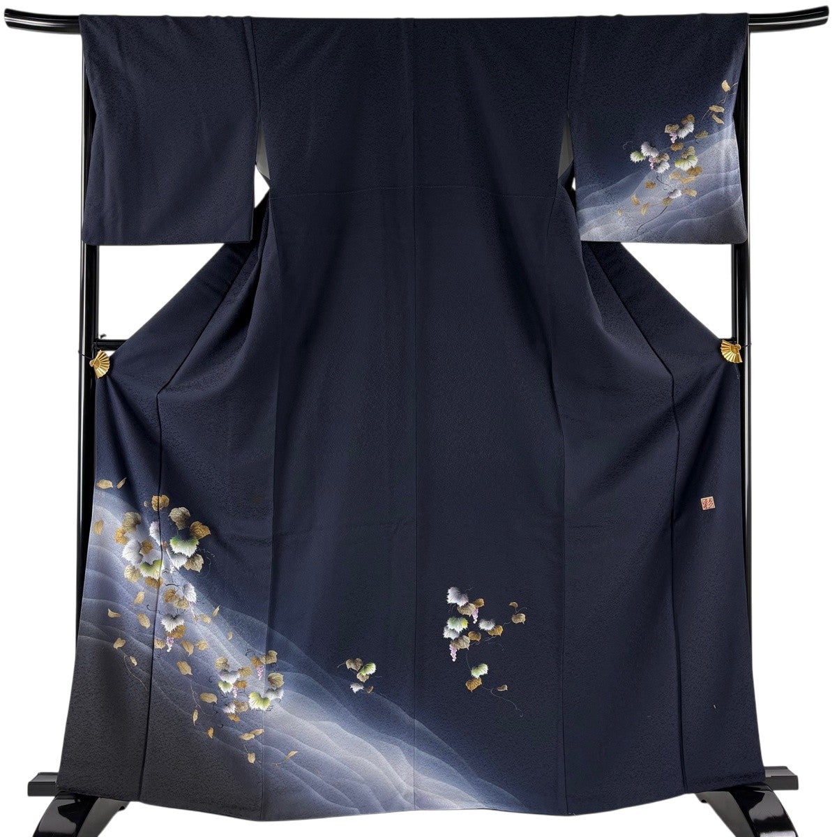 A32【美品】付下げ 170cm袷 樋熊哲也 落款 辻が花柄 絞り正絹 逸品 付下げ 身丈159cm 裄丈65.5cm M 袷 樋熊哲也 落款あり 辻が花 霞 焦