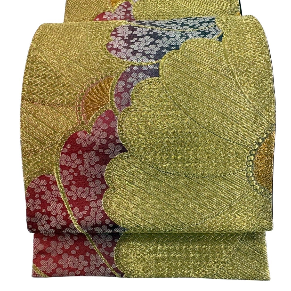 袋帯 秀品 蝶 梅 金糸 箔 薄紫 六通 正絹｜中古・古着・リサイクル着物 