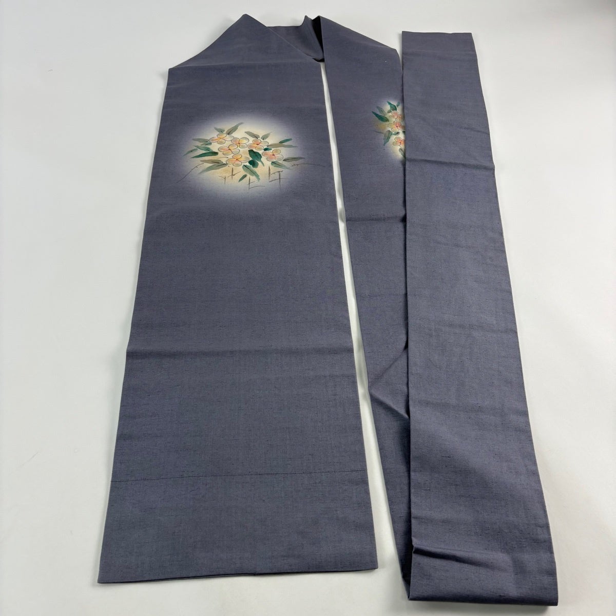 名古屋帯 秀品 紬地 草花 金銀彩 灰紫 正絹｜中古・古着・リサイクル