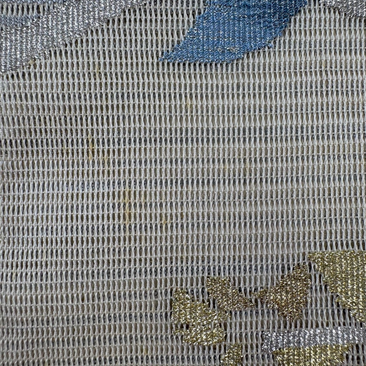 名古屋帯 秀品 夏帯 絽 椿 金銀糸 青灰色 正絹｜中古・古着