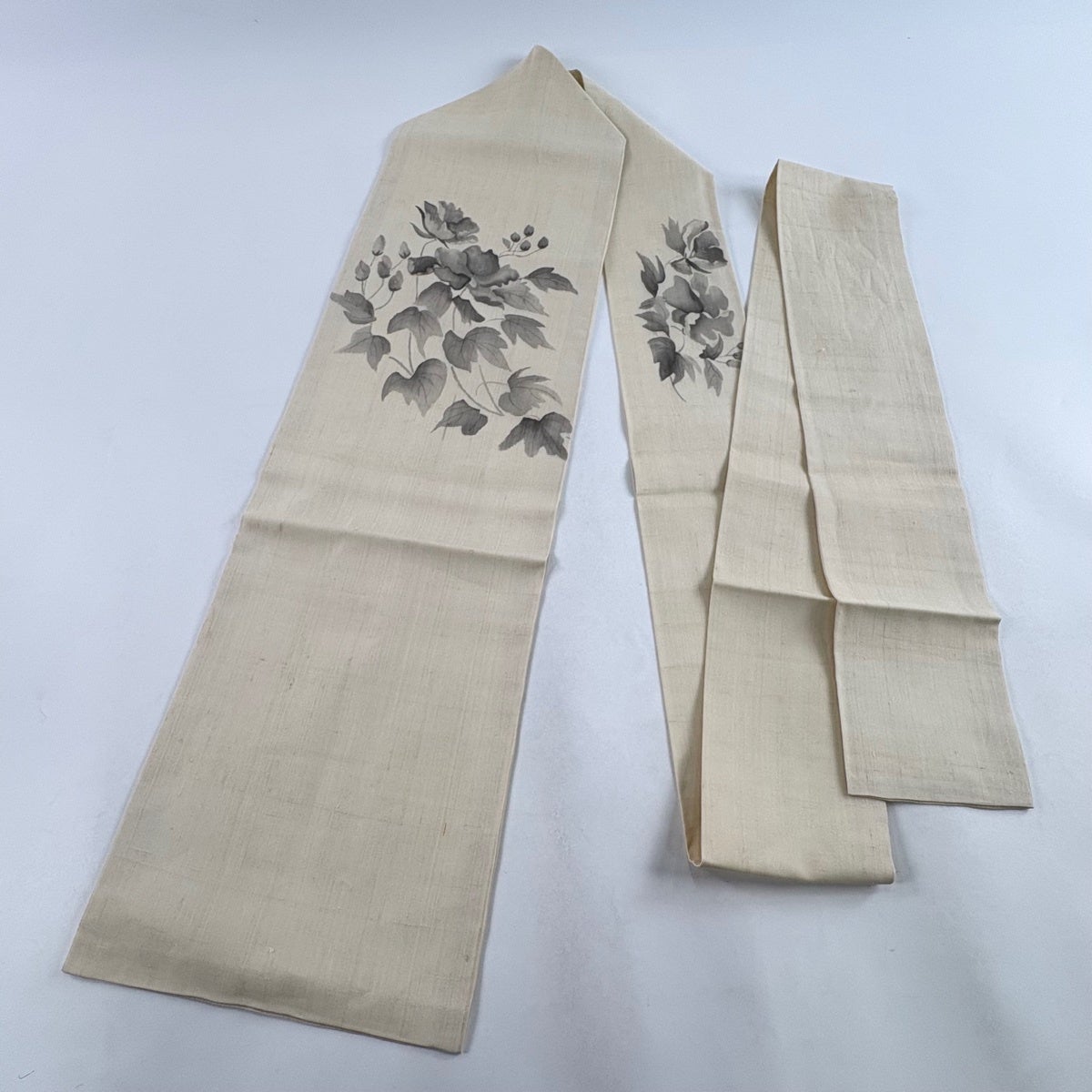 名古屋帯 秀品 夏帯 紬地 草花 ベージュ 正絹｜中古・古着・リサイクル