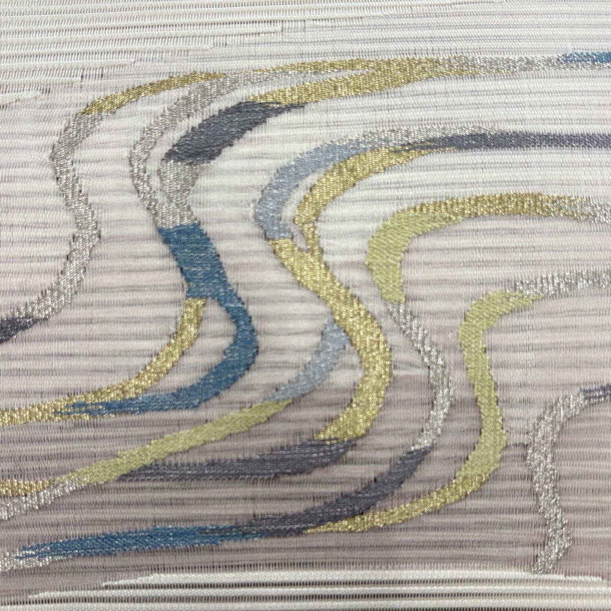 名古屋帯 秀品 夏帯 絽 八寸名古屋帯 松葉仕立て 流水 金銀糸 クリーム