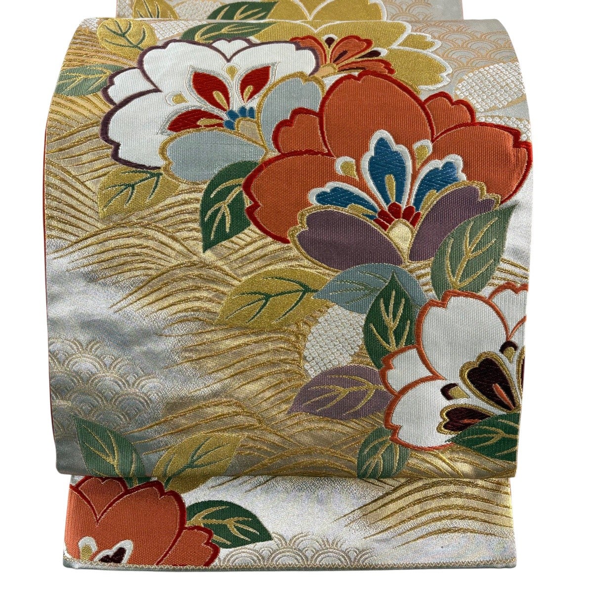 美品】 袋帯 秀品 華文 蝶 箔 金銀糸 金色 六通 正絹｜中古・古着