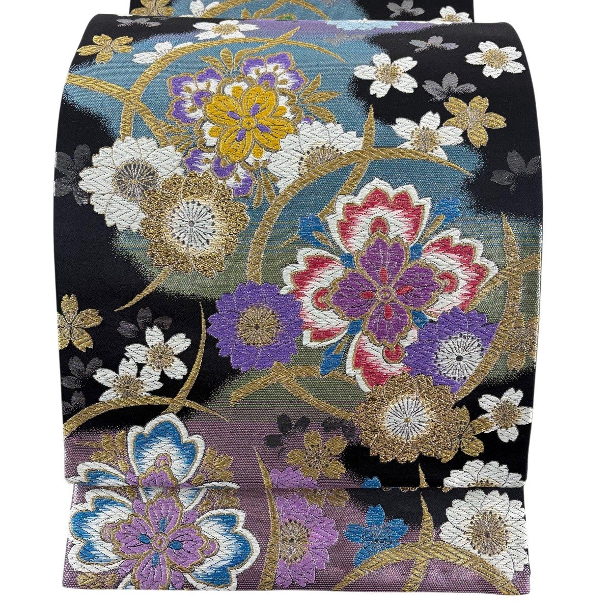 美品】 袋帯 秀品 玉華車香文 唐織 金糸 金色 六通 正絹｜中古・古着