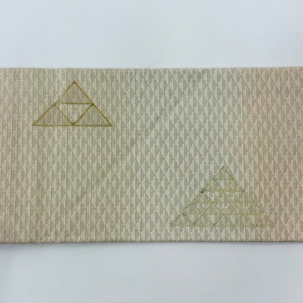 名古屋帯 秀品 幾何学 金糸 金彩 ベージュ 正絹｜中古・古着