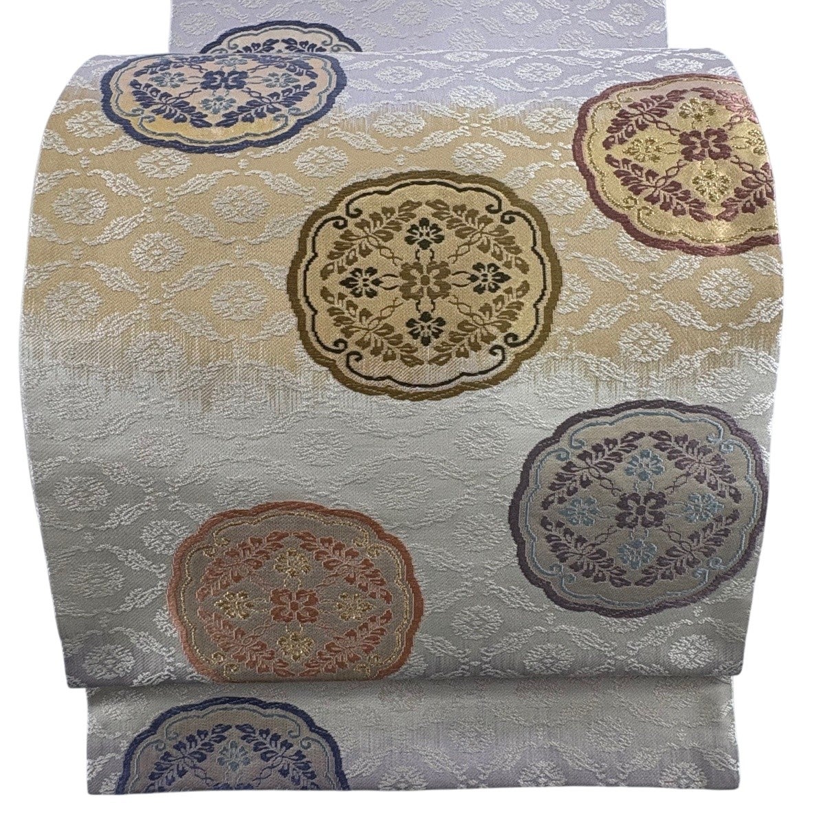袋帯 秀品 うさぎ 桜 金糸 箔 焦茶色 六通 正絹｜中古・古着