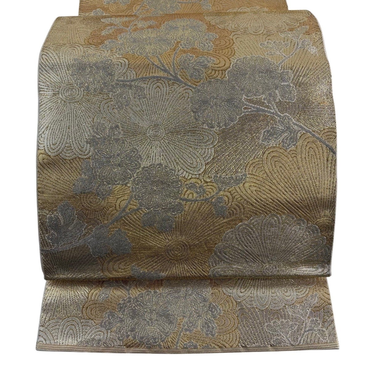 袋帯 名品 川島織物 落款あり 花 箔 黒 六通 正絹｜中古・古着