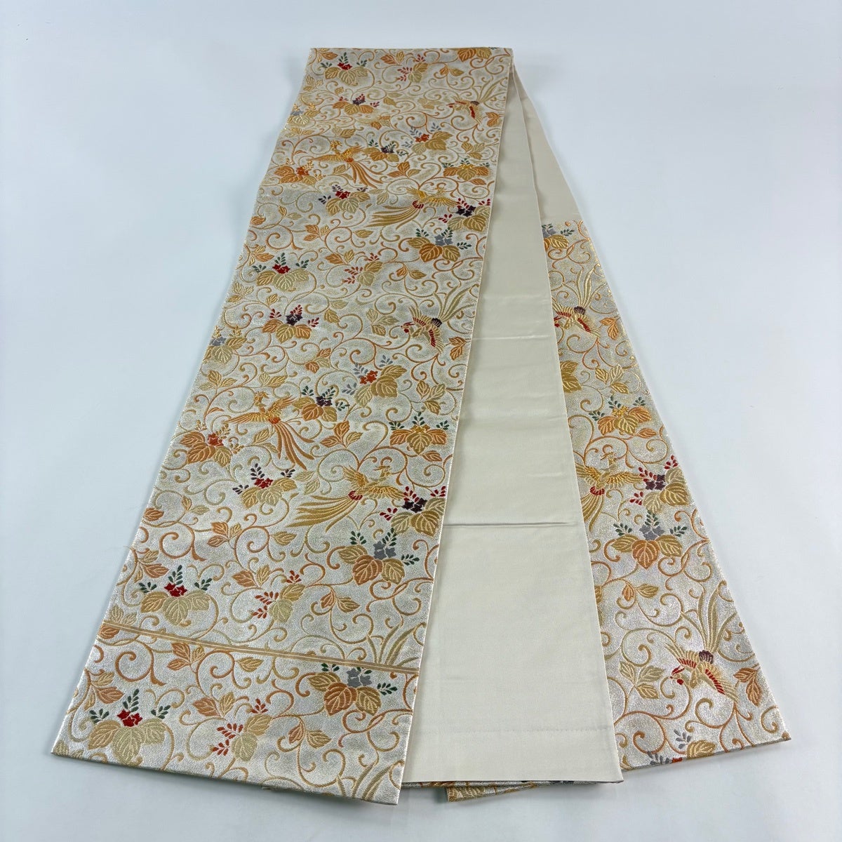 美品】 袋帯 秀品 桐 鳳凰 金糸 箔 金色 六通 正絹｜中古・古着