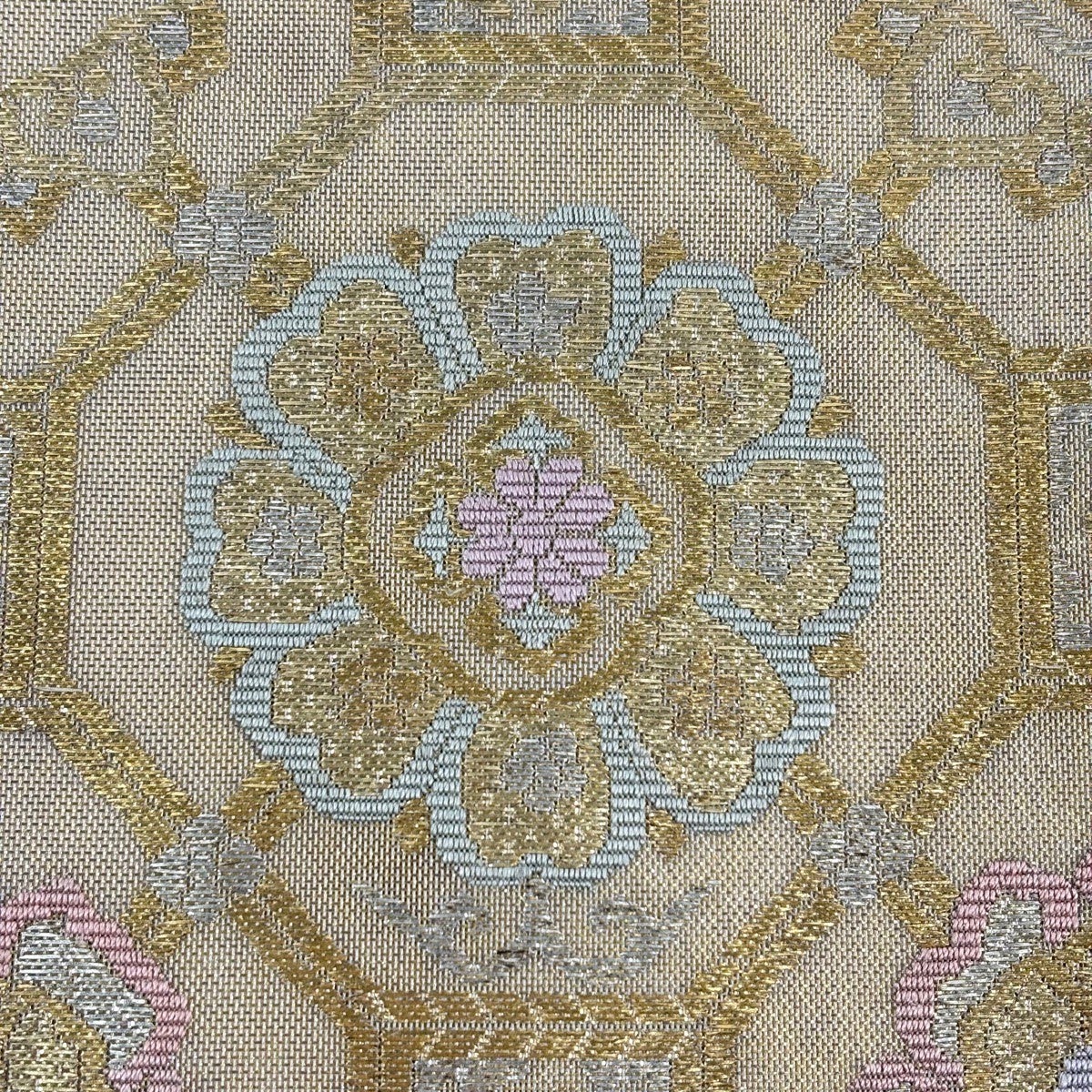袋帯 秀品 夏帯 紗 蜀江華文 雲文 箔 金色 お太鼓柄 正絹｜中古・古着