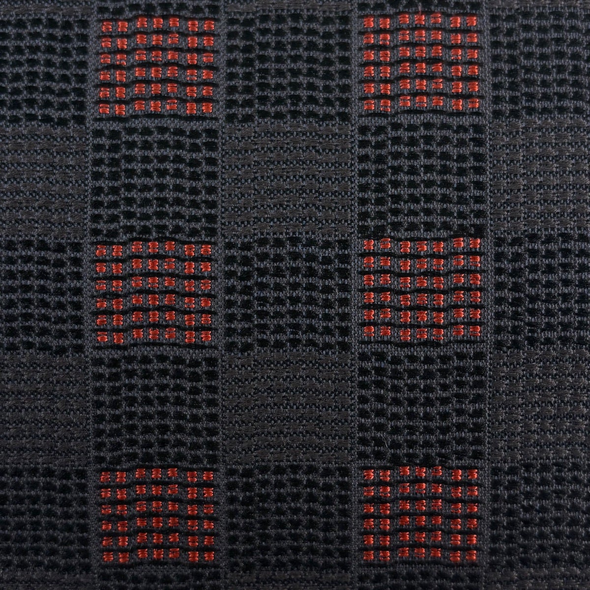 美品】 開き名古屋帯 秀品 市松模様 幾何学 黒灰 正絹｜中古・古着