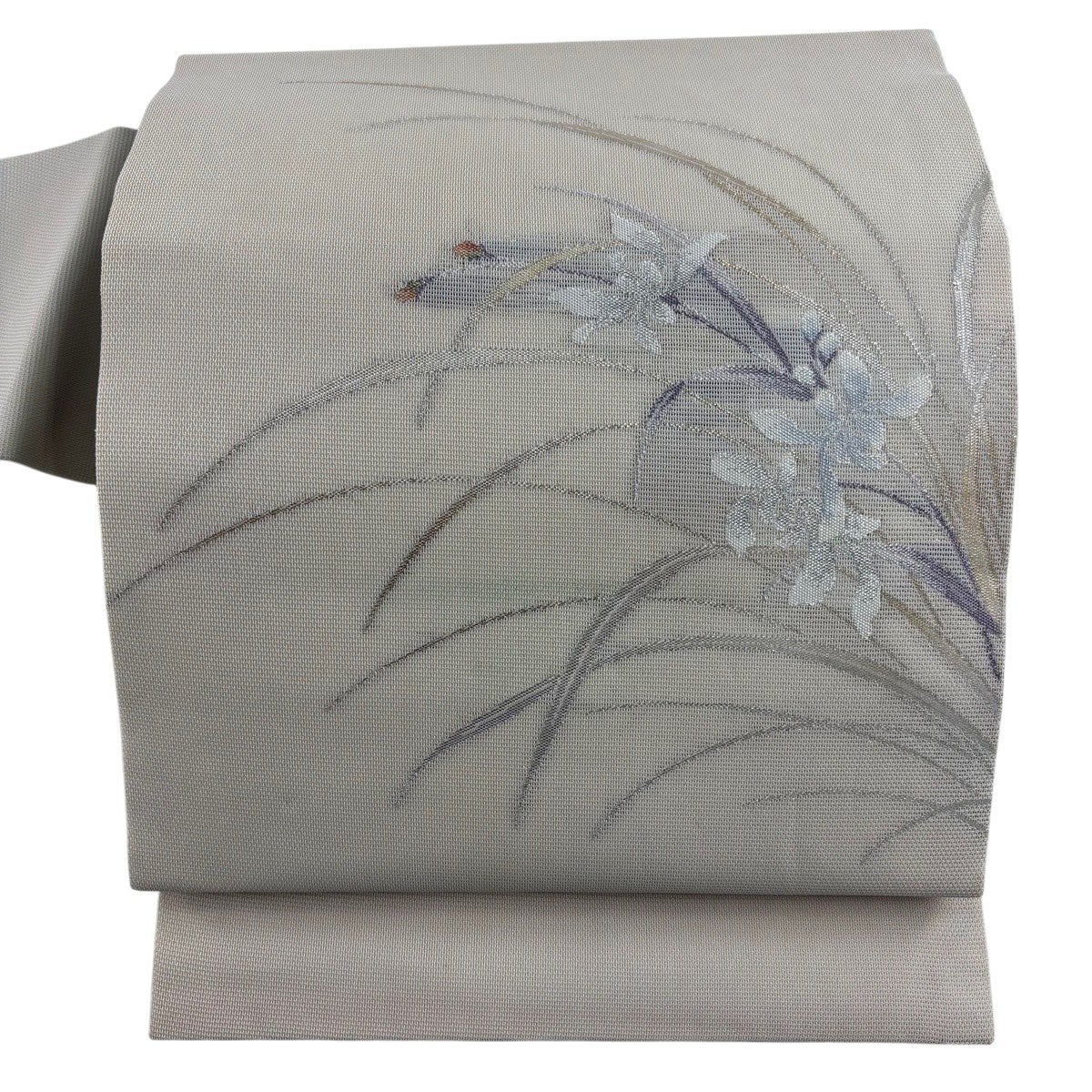 名古屋帯 秀品 夏帯 紗 草花 箔 金銀糸 灰茶 正絹｜中古・古着