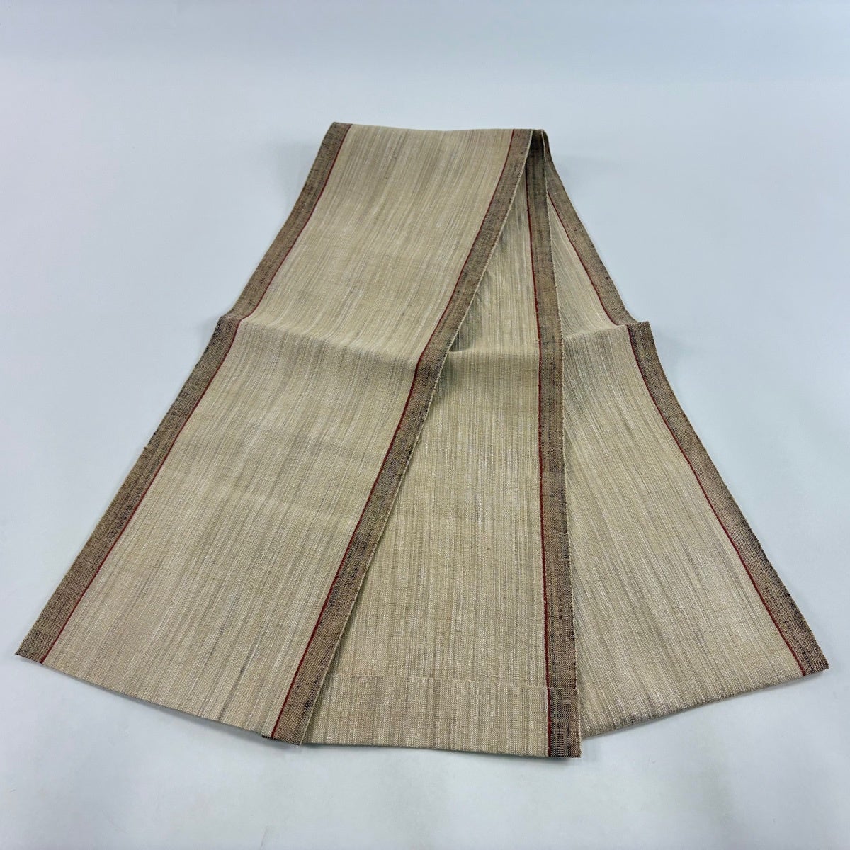 美品】 名古屋帯 秀品 八寸名古屋帯 縞 ベージュ 正絹｜中古・古着