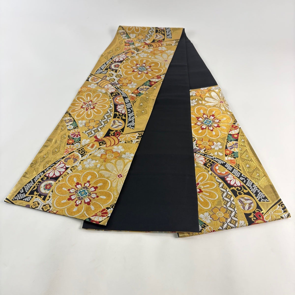 袋帯 秀品 鈴乃屋 華文 束ね熨斗 金糸 箔 金色 六通 正絹｜中古・古着