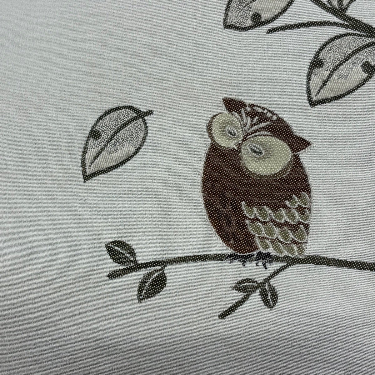 美品】 袋名古屋帯 優品 フクロウ 葉柄 灰白 化繊｜中古・古着