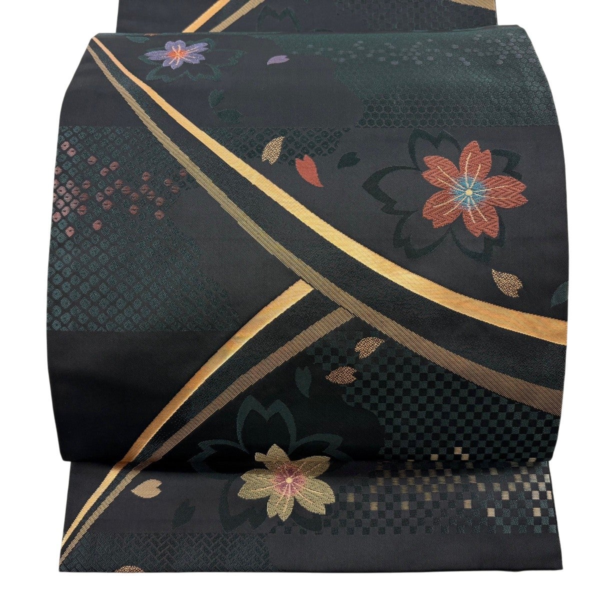 美品】 袋名古屋帯 逸品 山岡古都 落款あり たぬき 竹 灰茶 正絹｜中古