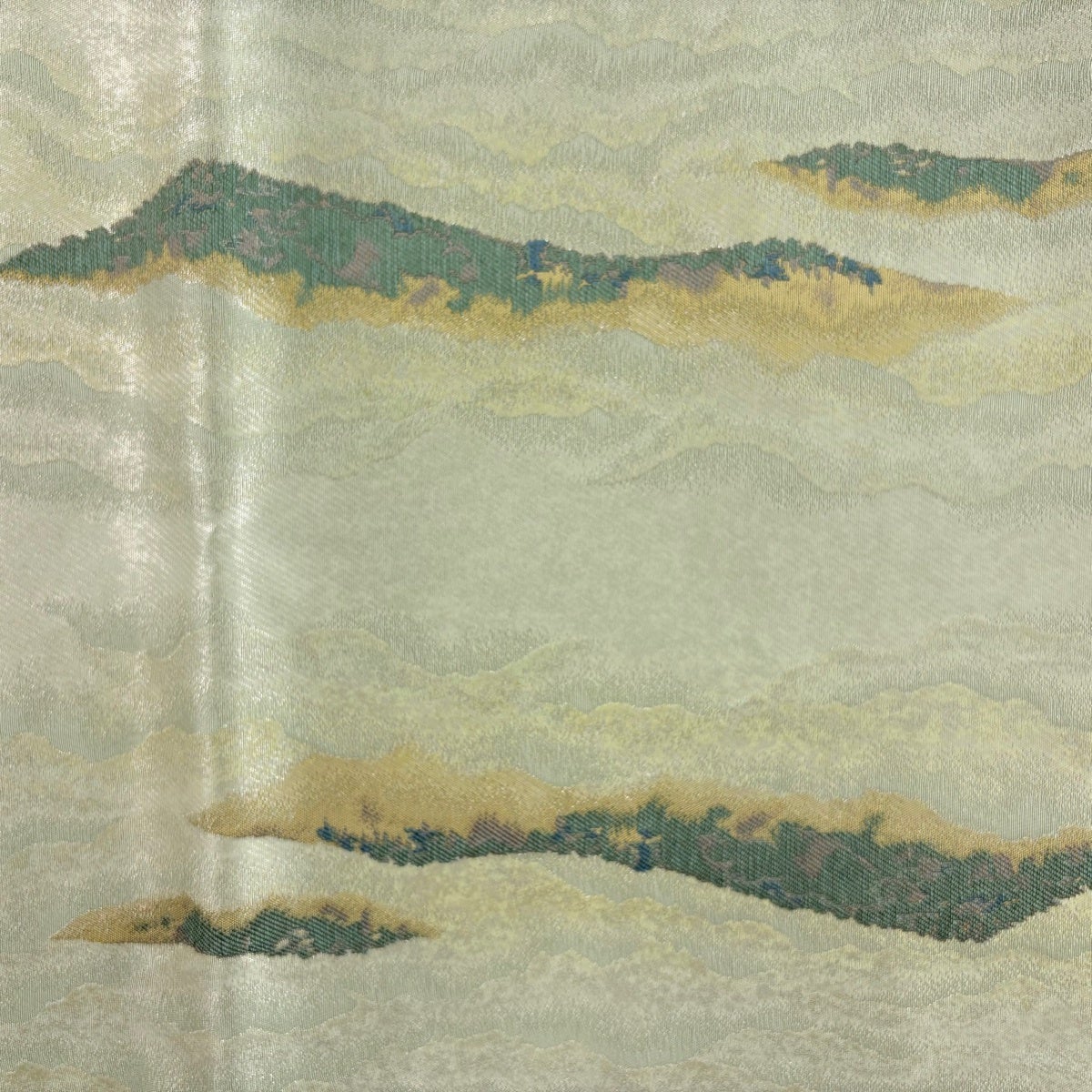 美品】 袋帯 名品 じゅらく 落款あり 横山大観 風景 神嶺不二山 金銀糸