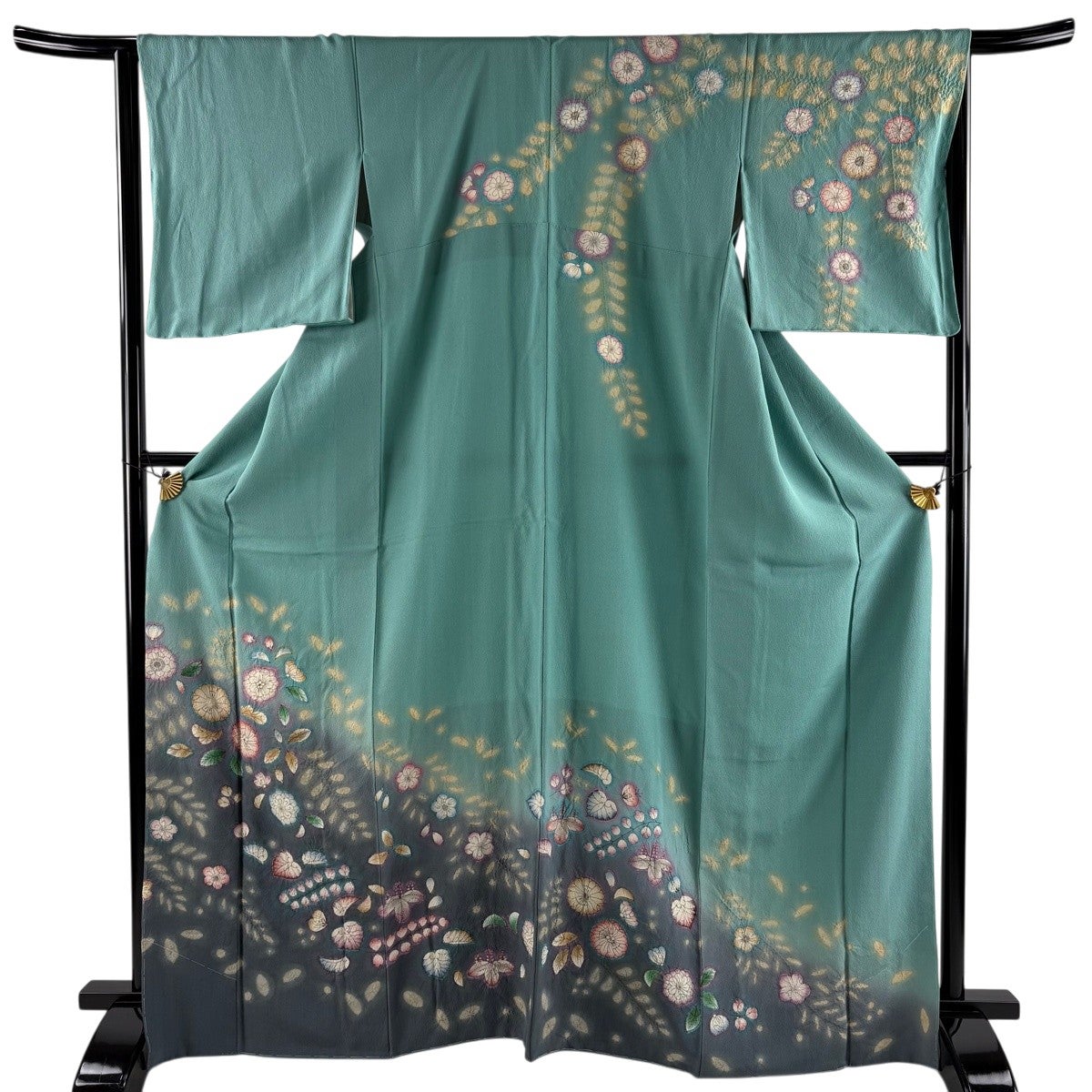訪問着 身丈168.5cm 裄丈65.5cm M 袷 辻が花 ぼかし 薄緑 正絹 名品