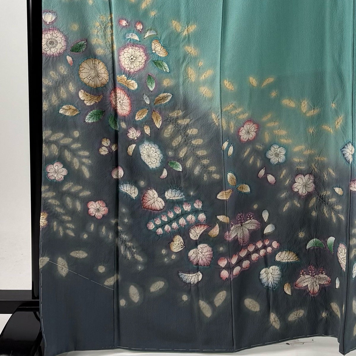 訪問着 身丈168.5cm 裄丈65.5cm M 袷 辻が花 ぼかし 薄緑 正絹 名品