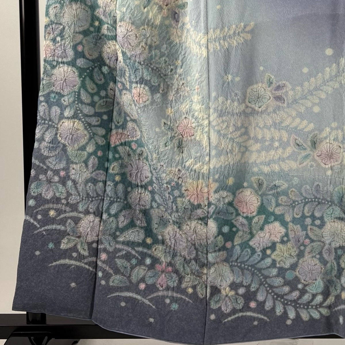訪問着 身丈158cm 裄丈65cm M 袷 落款あり 辻が花 ぼかし 青紫 正絹