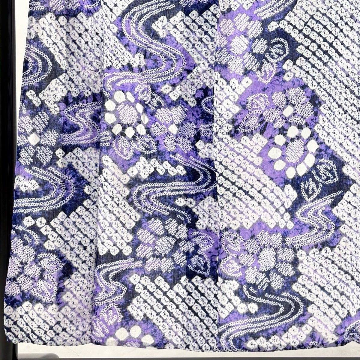 浴衣 身丈152cm 裄丈64cm M 絞り浴衣 流水 草花 紫 綿 名品｜中古
