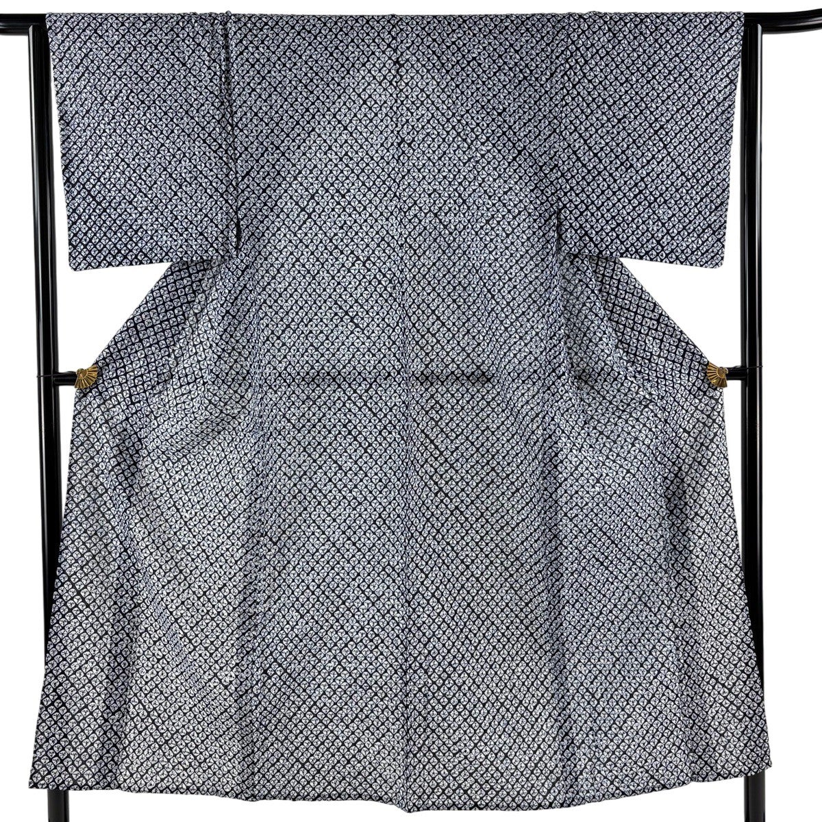 浴衣 身丈150.5cm 裄丈62.5cm S 絞り浴衣 濃紺 綿 名品｜中古・古着