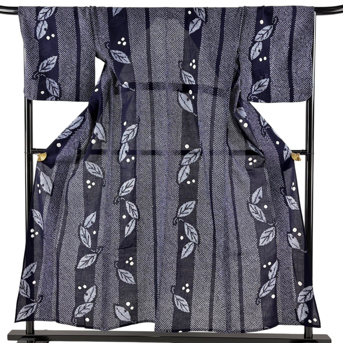 美品】 浴衣 身丈160cm 裄丈64cm M 絞り浴衣 麻の葉 赤紫 綿 名品