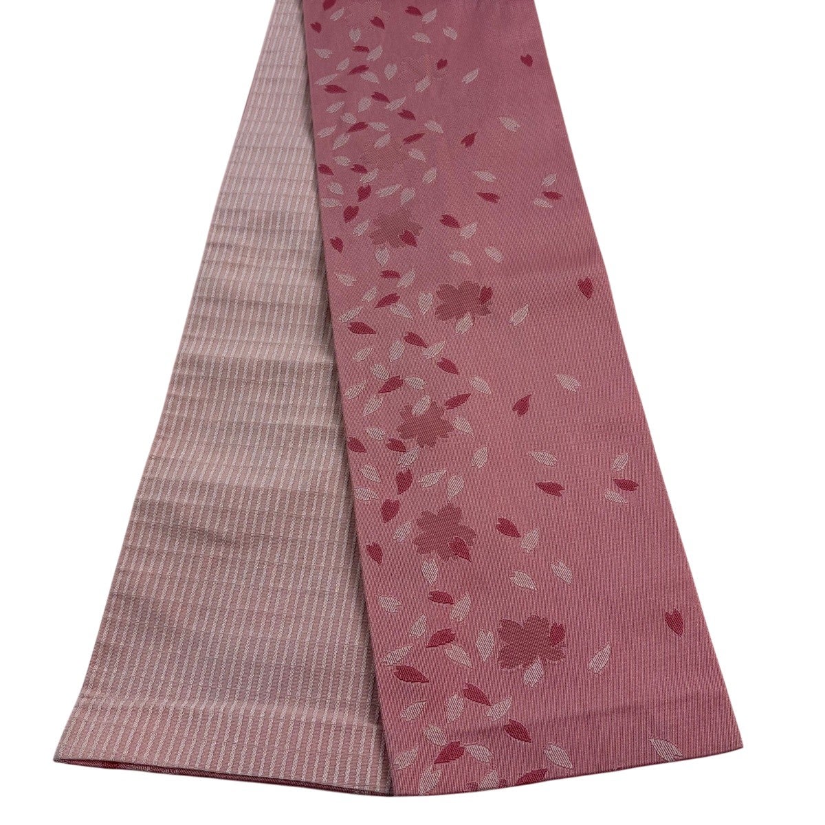 最終価格】 70%OFF 半幅帯 優品 桜 桜の花びら ピンク 化繊 K70｜中古