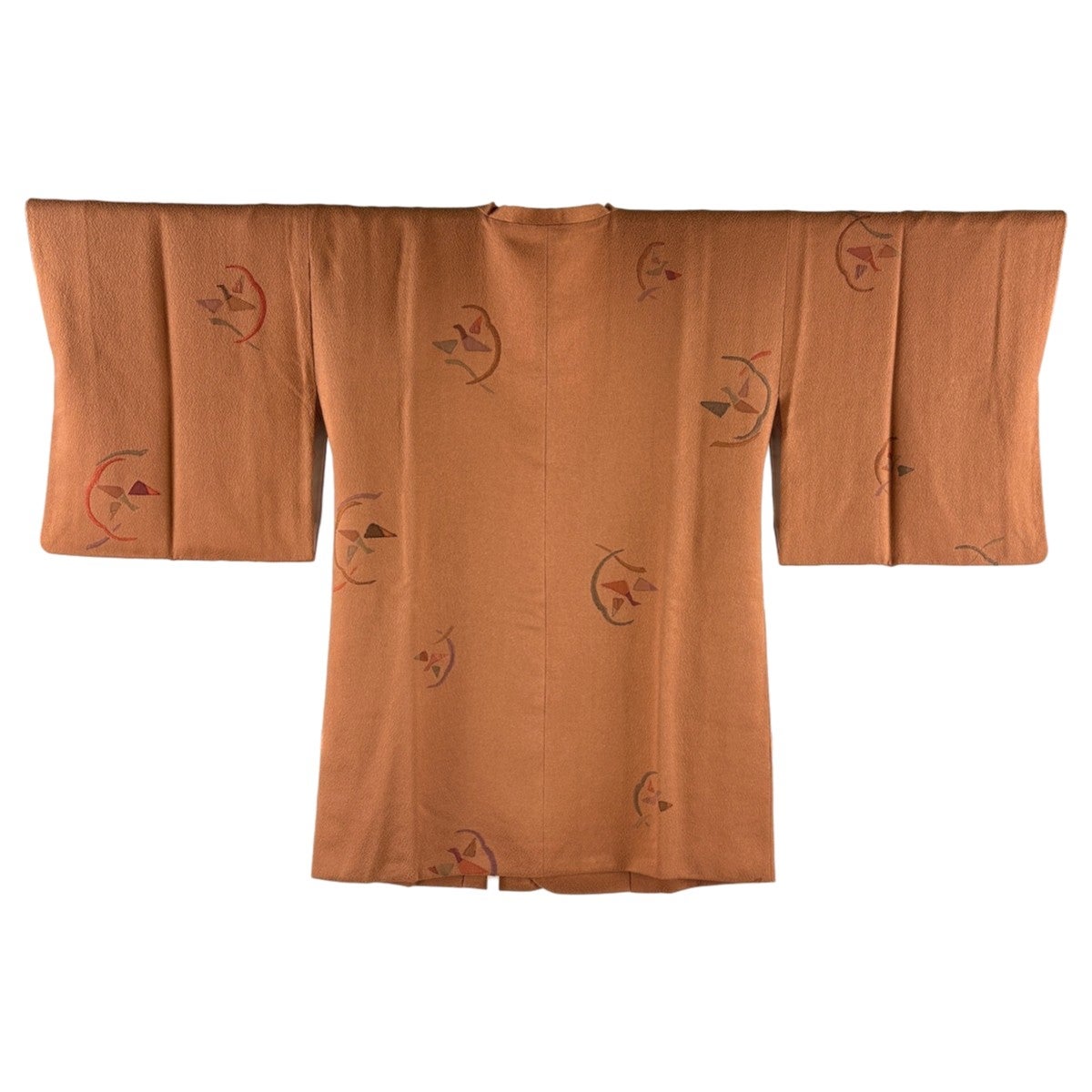 美品】 道行 身丈84cm 裄丈65cm M 和装コート 角衿 鳥 茶色 正絹 秀品