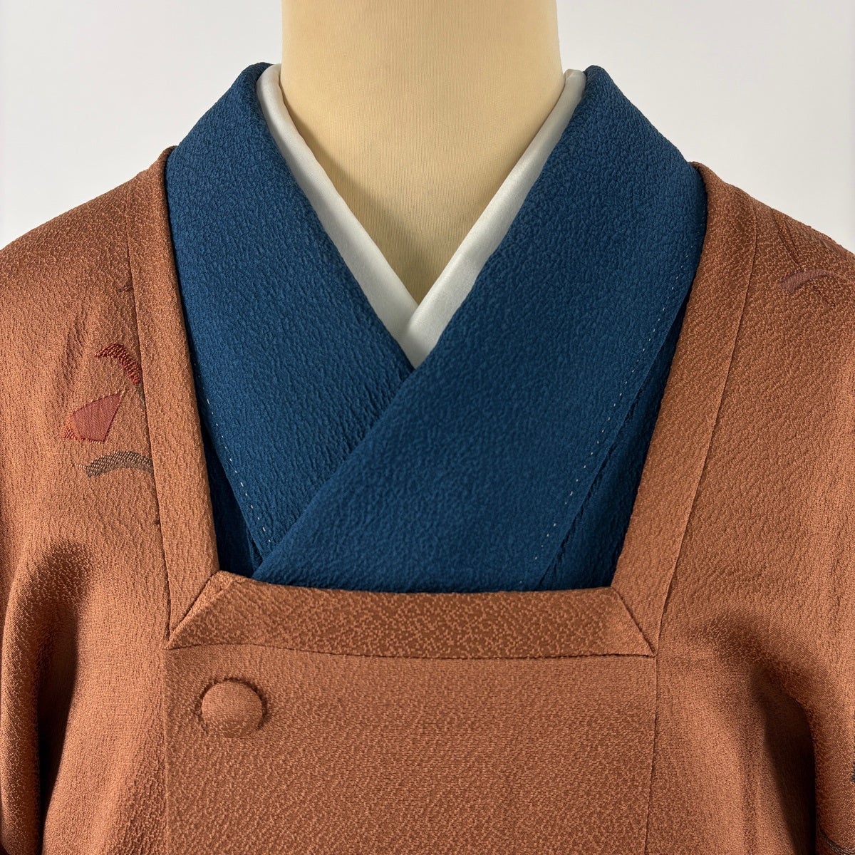美品】 道行 身丈84cm 裄丈65cm M 和装コート 角衿 鳥 茶色 正絹 秀品